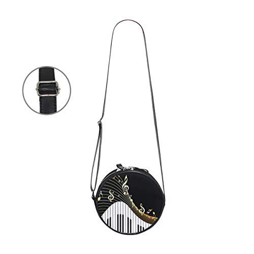 WellLee Musical Notes Piano Keyboard Round Crossbody Bag Purse Messenger Bag