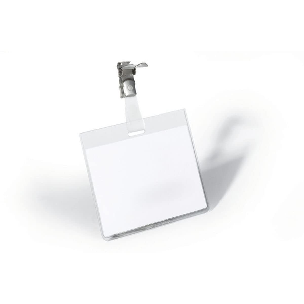 Durable Security Badge 60 x 90 mm with Clip Transparent, Pack of 25 Badges, Includes Blank Insert Cards, Ideal for Events and Visitor Management