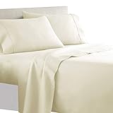 Solid Ivory 300 Thread Count Queen size Sheet Set 100 % Cotton 4pc Bed Sheet set (Deep Pocket) By sheetsnthings