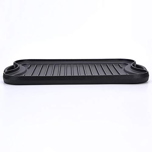 Cast Iron Griddle (20" by 10"), Reversible, Pre-Seasoned, Grill and Griddle Combo, BBQ, Campfire, fits over two stovetop burners