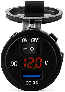 Eriding USB Quick Charge 3.0 with On and Off Switch and Voltage Meter Power Outlet Adapter Red LED for Car Auto Phone Marine ATV