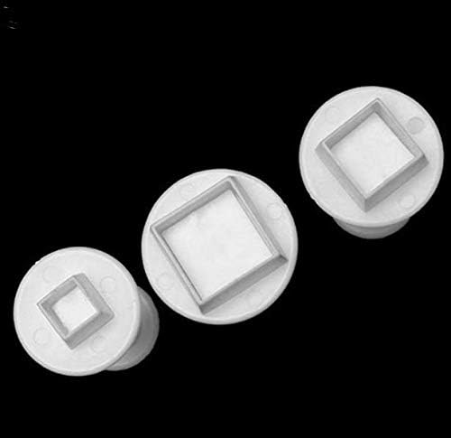Fxmong New 3Pcs/Set Fondant Cake Decorating Plunger Sugarcraft Cutter Mold Tools Bakeware Tools (Square)
