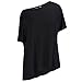 Memorose Women Loose Sleeve Plain Shoulder Off Asymmetric Hem T Shirt Top Blouse BlackXL