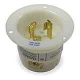 HUBBELL HBL2625 AC Flanged Inlet NEMA L6-30 Male White