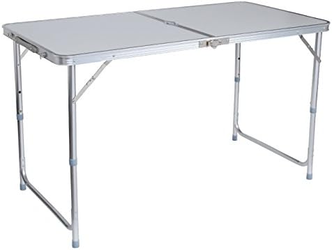 MountainNet 4ft/6ft Premium Aluminum Alloy Frame Outdoor Portable Folding Trestle Camping BBQ Catering Kitchen Dining Tables for Picnic/Garden/Beach/Camping/Parties (1.2M / 4FT)
