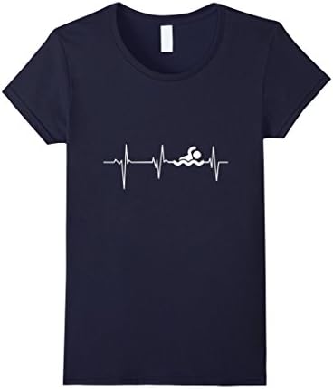 Womens Heartbeat Swimming T-Shirt Funny swimming shirt XL Navy