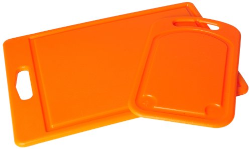 p!zazz 105-2O 2-Piece Poly Cutting Board Set, 6 by 10-Inch and 10 by 14-Inch, Orange
