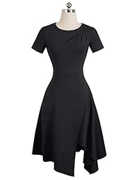 Homeyee A118 - Vestido de manga corta para mujer con dobladillo irregular