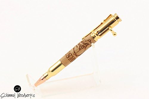 Handmade Schimmel Pen, USMC bulldogs Maple wood pen, Gold bolt action bullet pen,gift for Marine. Show your support of the Marines! Comes in a Gift box!