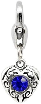 Sexy Sparkles Clip on Birthstone Charms Color Rhinestone Heart Charms