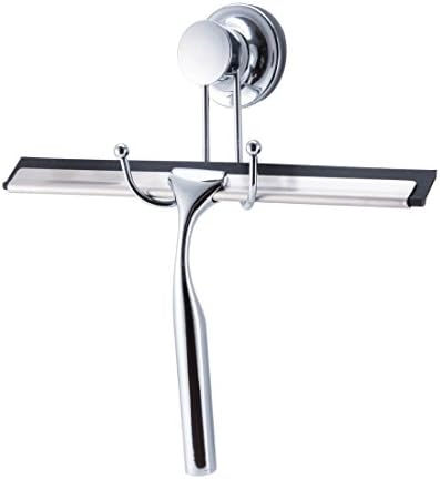 Firmloc Bathroom Shower Squeegee Stainless Steel, Mirror Wiper Window Cleaner for Glass Cleaning with Suction Cup Hook