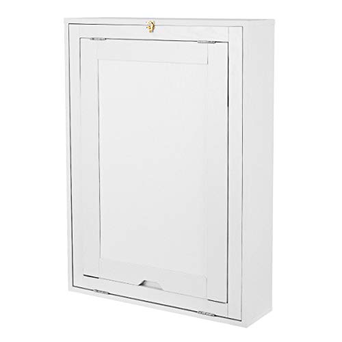 White 23.5"L Wall Mounted Fold-Out Convertible Computer Desk w/Storage Shelf with Ebook - Thumbnail 3