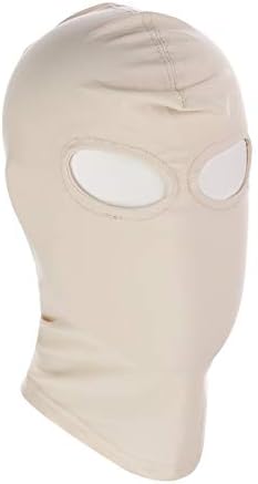 Minvy Unisex Lycra Spandex Hood Mask for Halloween Party (Beige-open eyes, M)