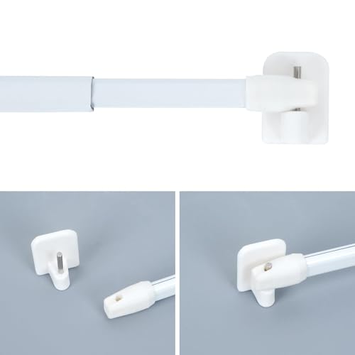 Minnhua 4PCS Extendable Curtain Rod 40-70 cm Without Drilling Adjustable Curtain Rod with 8pcs Adhesive Hooks for Windows Shop Wardrobe Kitchen Bathroom