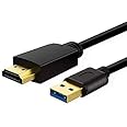 USB to HDMI Adapter Cable 6.6FT, USB to HDMI Cable Male to Male Full 1080P HD Display Cable Audio Video Converter Cord for PC/Laptop to Monitor/HDTV/Projector (Only for Windows XP/7/8/8.1/10/11)
