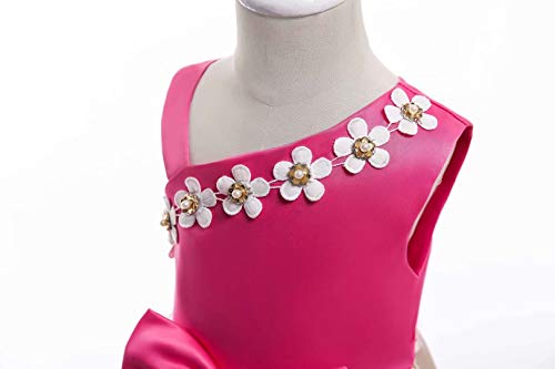 AYOMIS Litter Big Girl Dress Princess Gowns Bow Party Wedding Dresses(Rose,8-9Y)