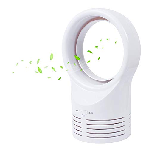 Tulas Mini No Leaf Fan Portable Bladeless Refrigeration Desktop Air Conditioner Low Noise Fan (White)