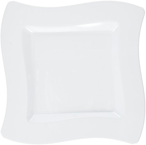 Fineline Settings 10-Piece Wavetrends Square-Wave China-Like Plate, 6.5-Inch, White