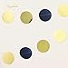 Nicrolandee Navy Blue Dots Paper Garland Metallic Gold String Hanging Party Garland Backdrop for Nautical Bachelorette Wedding Baby Shower Bridal Shower Birthday Party Decorations 3 Pack/Set