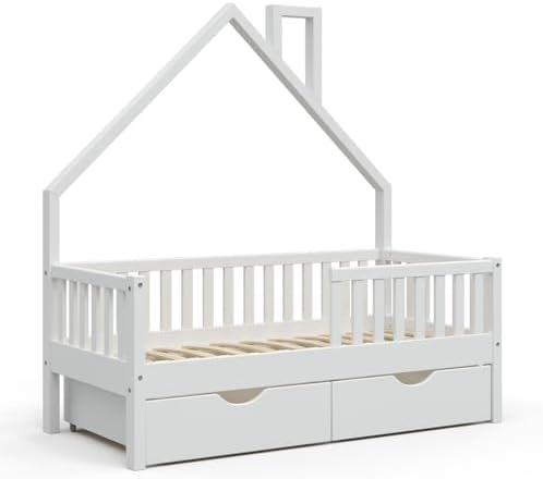 VitaliSpa Noemi House Bed White 70x140 cm with 2 Drawers for Kids