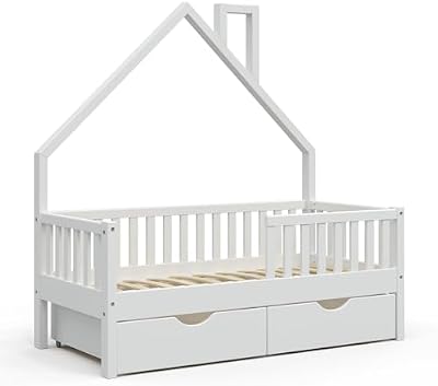 VitaliSpa Noemi House Bed White 70x140 cm with 2 Drawers for Kids