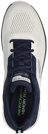 Seguimiento Más Amplio, Zapatillas de Deporte Hombre, Malla de Poliuretano de Ingeniería Blanca Rota con Ribete Azul Marino, 43 EU