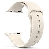 MoKo Apple Watch Band, Soft Silicone Replacement Sport Band for 38mm Apple Watch Models, Antique WHITE (3 Pieces of Bands Included for 2 Lengths, Not Fit 42mm version 2015)