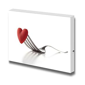 Canvas Prints Wall Art - Concept Image of a Red Heart on a Fork | Modern Wall Decor/Home Art Stretched Gallery Wraps Giclee Print & Wood Framed. Ready to Hang - 12" x 18"