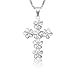 Honolulu Jewelry Company Sterling Silver Plumeria Cross CZ Necklace Pendant with 18