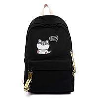 School Backpack, Cute Shiba Inu Multipurpose Laptop Travel Backpack for Teen Girls - Black