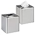 MetroDecor mDesign Facial Tissue Box Cover/Holder for Bathroom Vanity Countertops - Pack of 2, Brushed Stainless Steel