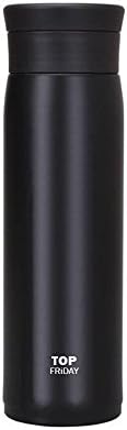 TopFriday Stainless Steel Vacuum Insulated Drink Bottle Thermos Travel Mug Cup, 20 oz, Black