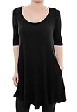 TRENDY UNITED Women's Half Sleeve Round Hem Swing Tunic Top with Pockets