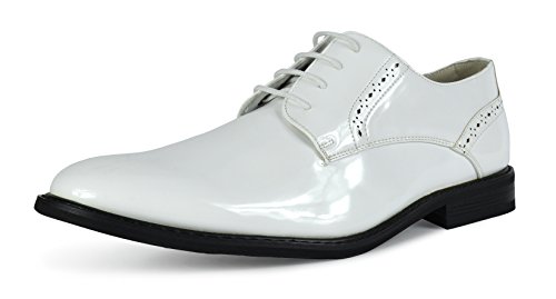 Bruno Marc Men's Prince-16 White Pat Leather Lined Dress Oxfords Shoes