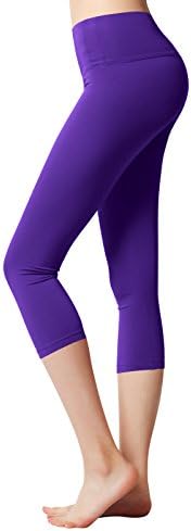 ACTICLO Power Flex Women's Tummy Control Workout Running Printed Pants Yoga Pants With Hidden Purple Medium