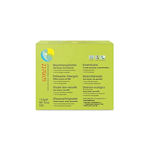 Sonett Dishwasher Detergent, 1.61kg, Unscented, Powder, Biodegradable, Suitable for Household Dishwashers up to 65°C