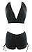 Women Summer 2PCS Bikini Set Deep V Halter Geometric Printed Swimsuit Boyshort Sporty Beachwear Criss Cross