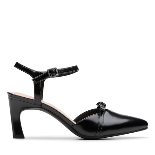 Clarks Collection Women's Tammitha Bar Pump, Black Leather, 9.5 Medium US