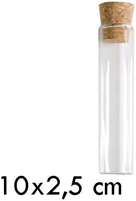 Kit 24 Tubes 10 cm Glass with Cork Stopper - Transparent - Favours