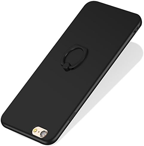 iPhone 6S Plus Case - HXAYR Ultra Thin Slim Fit [Kicksand] [Matte] Soft TPU Phone Case No-fade Non-slip Back Cover with Rotating Ring Grip Holder Stand Protective Case for iPhone 6s Plus/6 Plus, Black