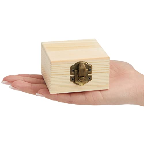 12 Pack Small Wooden Boxes For Crafts, Unfinished Wood Jewelry Boxes