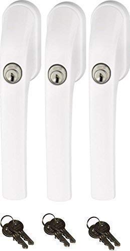 Abus FG300 Lockable Window Handle White Set 3 Piece all Keyed Alike AL0089 with Total 6 Key
