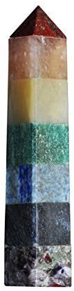 Chakra Gemstone Obelisk Tower Healing Wand - 4 Inches - Amethyst, Lapis, Aventurine, Jasper, Carnelian by Mystic Serenity