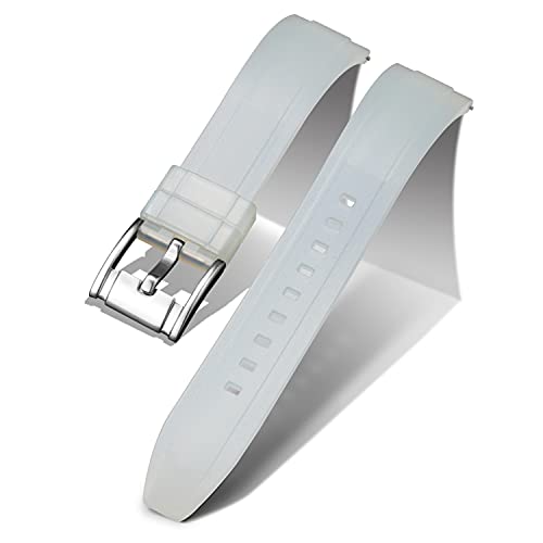 BINLUN Quick Release Silicone Watch Bands 18mm 19mm 20mm 21mm 22mm 24mm Sport Replacement Rubber Smart Watch Bands for Men and Women with 11 Colors, white transparent, 24mm, Strap