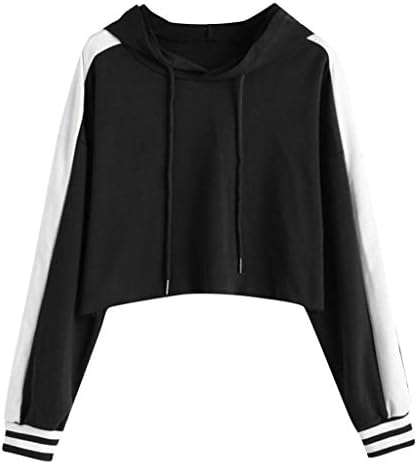 NOMENI Women's Sweatshirt Pullover Short Long Sleeve Print Solid Color O-Neck Hoodie Pullover Casual Top Hoodie
