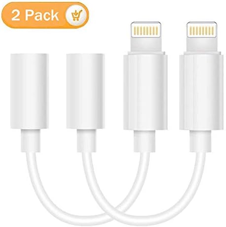 2 Pack Headphone Adapter for Phone XR/XS/X/Phone 8/8 Plus / 7/7 Plus / 6/6 Plus, 3.5mm Earphone Jack Adapter High Digital Fidelity Female Aux Jack Converter, Support Music Control & Calling Function