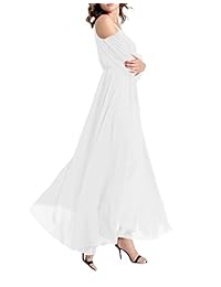 Afibi maxi vestido de noche, informal, de gasa, largo, con hombros caídos, para mujer.