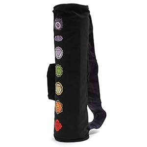 Chakra Yoga Mat Bag-embroidered chakras in original colours and symbols-water resistant lining-sturdy bag