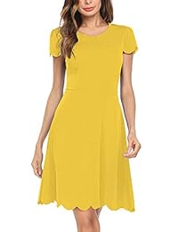 Bloggerlove Vestido de verano para mujer con estampado de vieira plisado