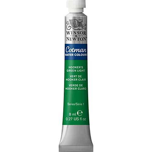 Winsor & Newton Cotman Watercolour Paint Studio Watercolours, Vibrant Colours, 8 ml Tube - Hookers Green Light